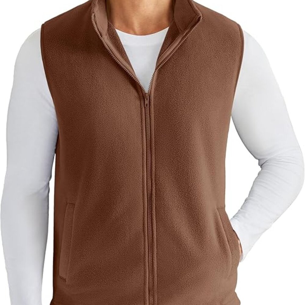 Coofandy Men's Polar Fleece Vest Lightweight Sleeveless Zip Up Casual Medium